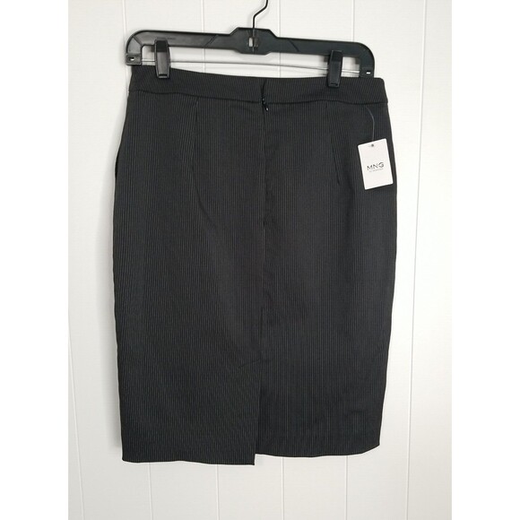 MNG Mango Skirt Size 8 Black White Pinstripe Pencil Straight Career New - Picture 3 of 11